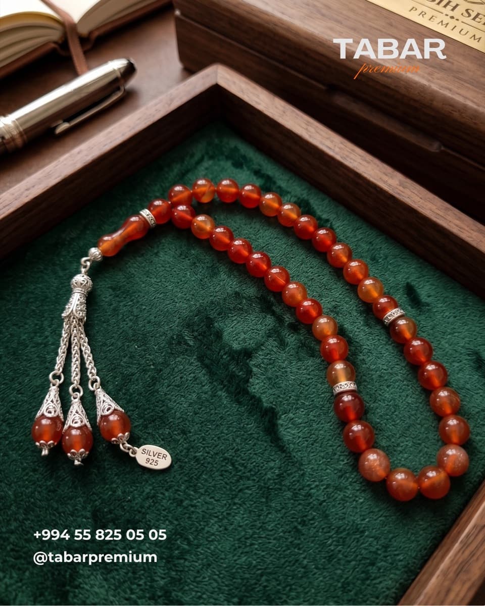 Carnelian təsbeh, Silver 925 tassel